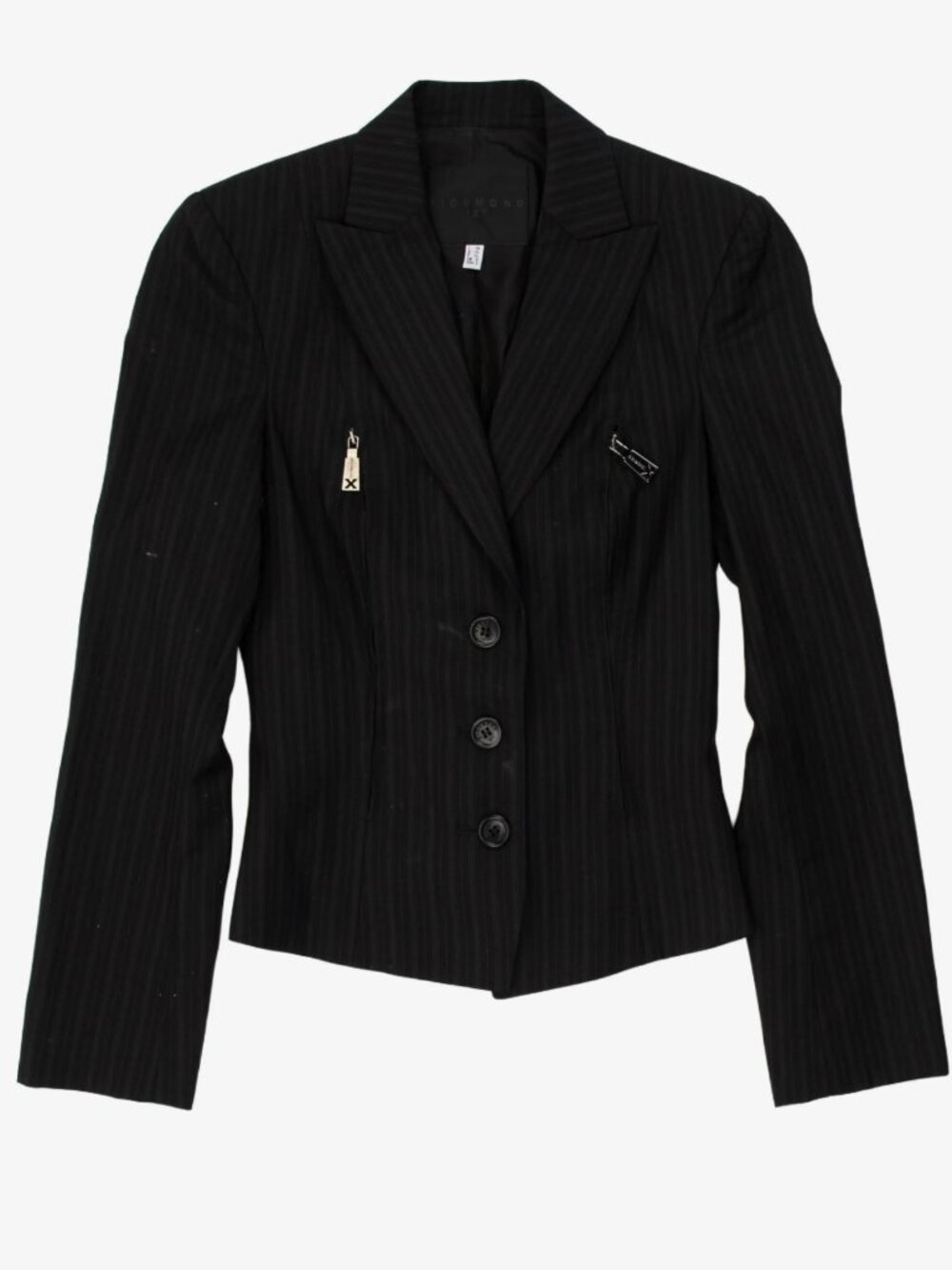 RICHMOND X WOOL CROPPED PINSTRIPE BLAZER IN SIZE EXTRA SMALL / EU34